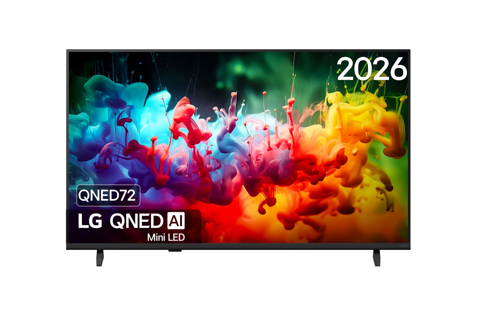 Vooraanzicht van 43 inch LG QNED AI QNED72 Mini LED 4K Smart TV 2026 43QNED72B6B